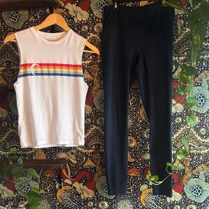 White Top & navy blue yoga pants